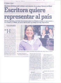 Escritora quiere representar al país (entrevista)