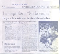 La taquillera "En la cama" llega a la cartelera teatral de octubre