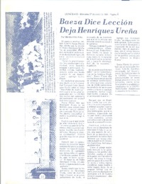 Baeza dice lección deja Henríquez Ureña