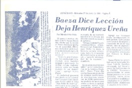Baeza dice lección deja Henríquez Ureña