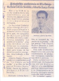 Dictarán conferencia en Alfa-Omega Mariano Lebrón Saviñón y Alberto Baeza Flores