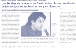 Los 20 años de la muerte de Cortázar dan pie a un seminario de los doctorados en Arquitectura y en Literatura