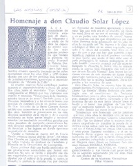 Homenaje a don Claudio Solar López