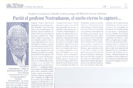 Partió el profesor Nostradmus, el sueño eterno lo caprturó--