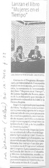 Lanzan el libro "Mujeres en el tiempo"