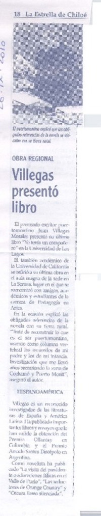 Villegas presentó libro