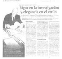 Rigor en la investigación y elegancia en el estilo