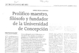 Prolífico maestro, filósofo y fundador de la Universidad de Concepción