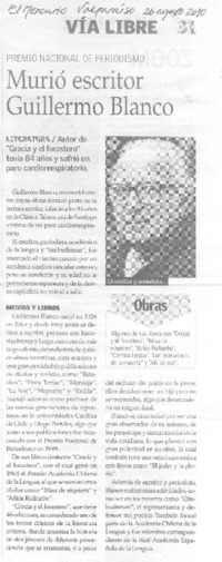 Murió escritor Guillermo Blanco