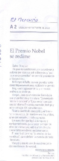 El Premio Nobel se redime