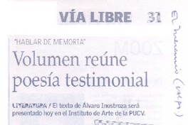 Volumen reúne poesía testimonial