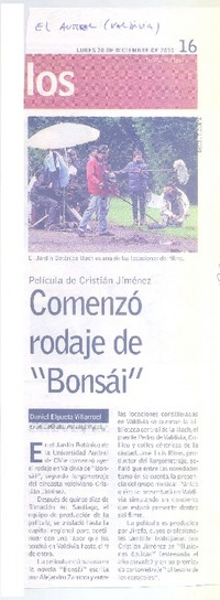 Comenzó el rodaje de "Bonsái"