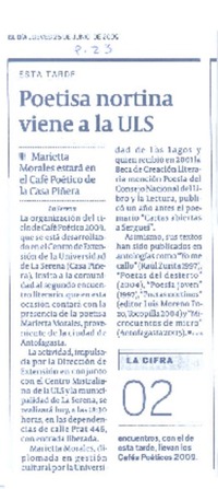 Poetisa nortina viene a la ULS