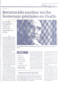 REconocido escritor recibe homenaje póstumo en Ovalle