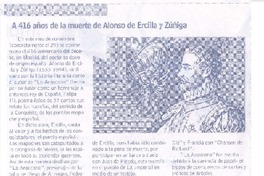 A 416 años de la muerte de Alonso de Ercilla y Zúñiga