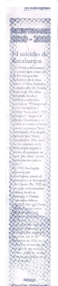 El suicidio de Recabarren
