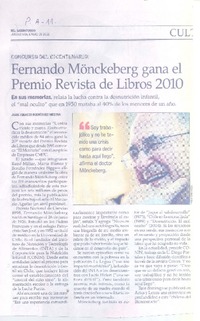 Fernando Mönckeberg gana el Premio Revista de Libros 2010