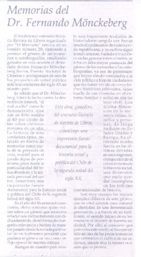 Memorias del Dr. Fernando Mönckeberg