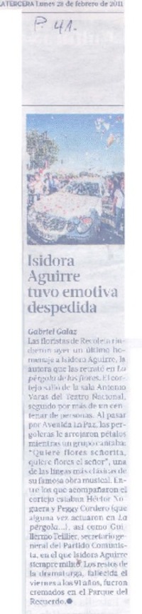 Isidora Aguirre tuvo emotiva despedida