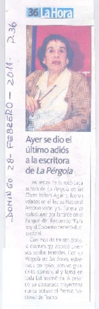 Ayer se dio el último adiós a la escritora de La pérgola