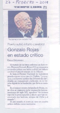 Gonzalo Rojas en estado crítico