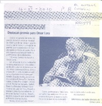 Destacan premio para Omar Lara