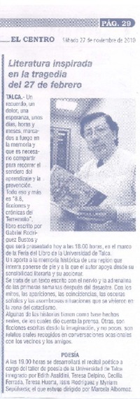 Literatura inspirada en la tragedia del 27 de febrero