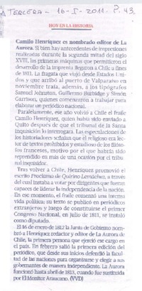 Camilo Henríquez es nombrado editor de La Aurora