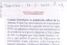 Camilo Henríquez es nombrado editor de La Aurora