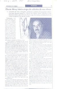 Óscar Aleuy inicia etapa de edición de sus obras