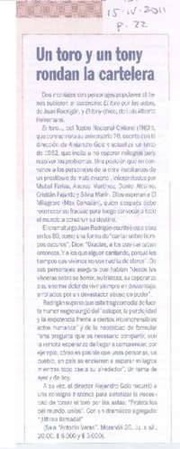 Un Toro y un tony rondan la cartelera