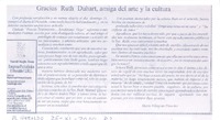 Gracias Ruth Duhart, amiga del arte y la cultura