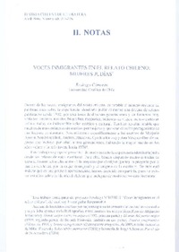 Voces inmigrantes en el relato chileno