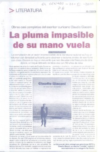 La pluma impasible de su mano vuela