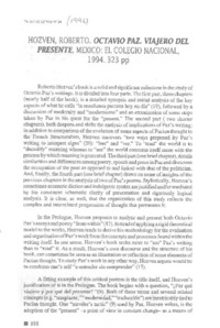Octavio Paz, viajero del presente  [artículo] Richard Gordon.