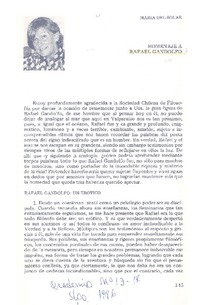 Homenaje a Rafael Gandolfo  [artículo] María del Solar.