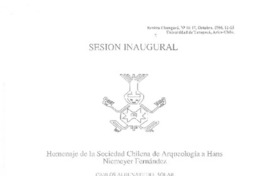 Homnenaje de la Sociedad Chilena de Arqueología a Hans Niemeyer Fernández  [artículo] Carlos Aldunate del Solar.
