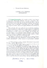 Lacunza o el temblor apocalíptico  [artículo] Walter Hanisch Espíndola.
