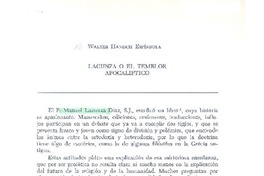 Lacunza o el temblor apocalíptico  [artículo] Walter Hanisch Espíndola.