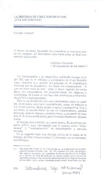 La historia de Chile republicano, ¿una decadencia?  [artículo] Cristián Gazmuri.