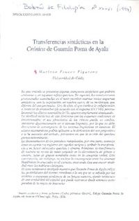 Transferencias sintácticas en la Crónica de Guamán Poma de Ayala  [artículo]