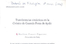 Transferencias sintácticas en la Crónica de Guamán Poma de Ayala  [artículo]