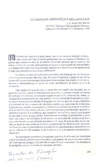 La filosofía aristotélica del lenguaje  [artículo] Roberto Quiroz Pizarro