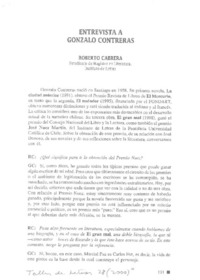 Entrevista a Gonzalo Contreras  [artículo] Roberto Cabrera
