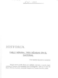Pablo Neruda, tres décadas en el nacional  [artículo] Mari Milanca Guzmán