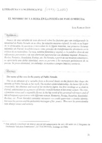 El nombre de la rosa en la poesía de Pablo Neruda  [artículo] Luis Rubilar Solís