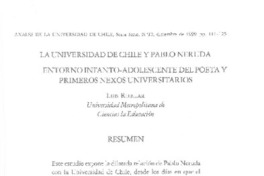 La Universidad de Chile y Pablo Neruda  [artículo] Luis Rubilar