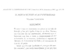 El poeta vuelve a la Universidad  [artículo] Volodia Teitelboim
