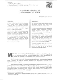 Juan Guzmán Cruchaga, la última Sed del poeta  [artículo] Ursula Tapia Guerrero.