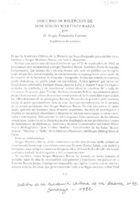 Discurso de recepción de don Sergio Martínez Baeza  [artículo] Sergio Fernández Larraín.